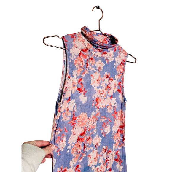 CAROLINE CONSTAS Blue Floral Mock Neck Sleeveless Trumpet Brigitta Gown Size M - Picture 9 of 15